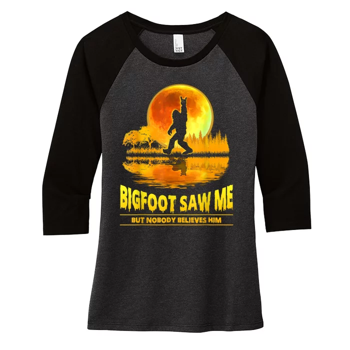 Bigfoot Saw Me But Nobody Believes Him Bigfoot Night Stroll Women's Tri-Blend 3/4-Sleeve Raglan Shirt