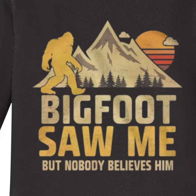 Bigfoot Saw Me But Nobody Believes Him Funny Sasquatch Baby Long Sleeve Bodysuit