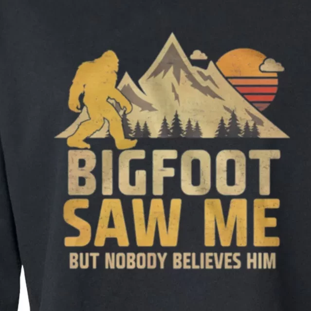 Bigfoot Saw Me But Nobody Believes Him Funny Sasquatch Cropped Pullover Crew