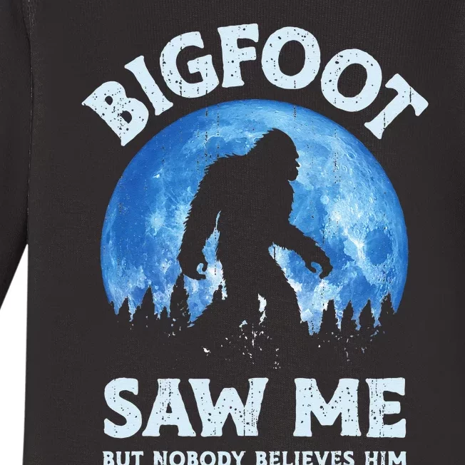 Bigfoot Saw Me But Nobody Believes Him Funny Sasquatch Retro Baby Long Sleeve Bodysuit