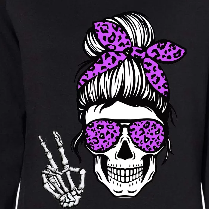 Boho Skeleton Messy Bun Bandana Halloween For Mom Gift Womens California Wash Sweatshirt