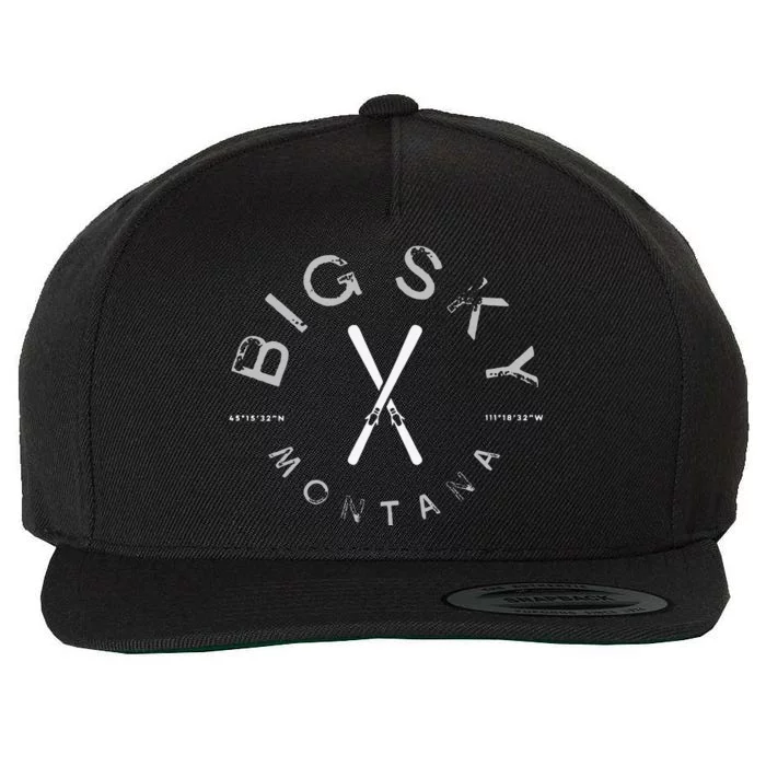 Big Sky Montana MT Vintage Sports Design Navy Wool Snapback Cap