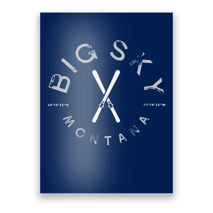 Big Sky Montana MT Vintage Sports Design Navy Poster