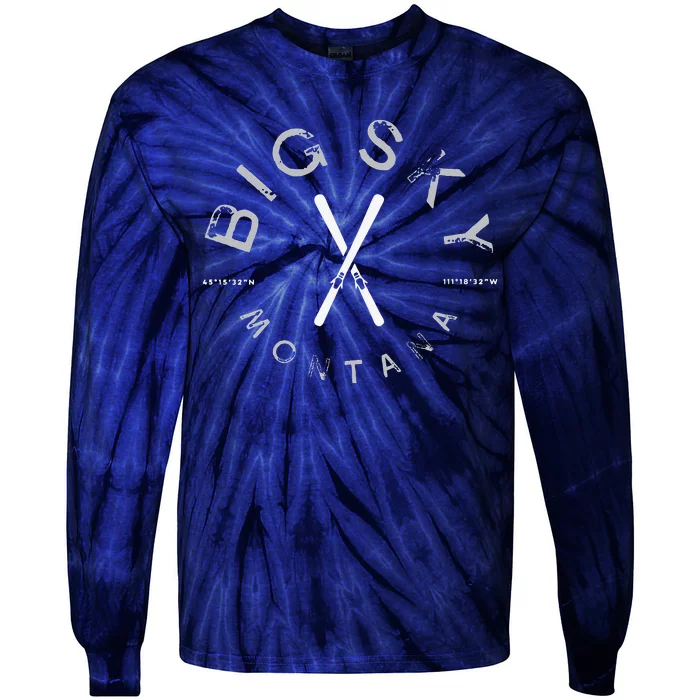 Big Sky Montana MT Vintage Sports Design Navy Tie-Dye Long Sleeve Shirt