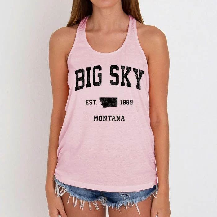 Big Sky Montana Mt Vintage Athletic Sports Women's Knotted Racerback Tank