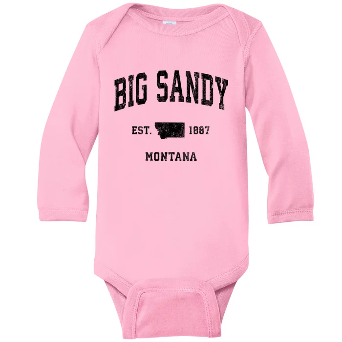 Big Sandy Montana Mt Vintage Athletic Sports Baby Long Sleeve Bodysuit