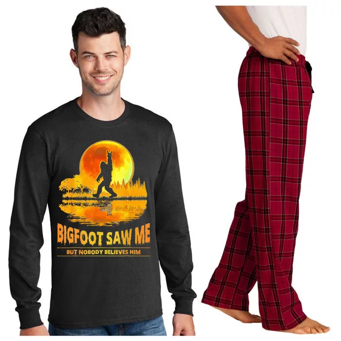 Bigfoot Saw Me But Nobody Believes Him Bigfoot Night Stroll Long Sleeve Pajama Set