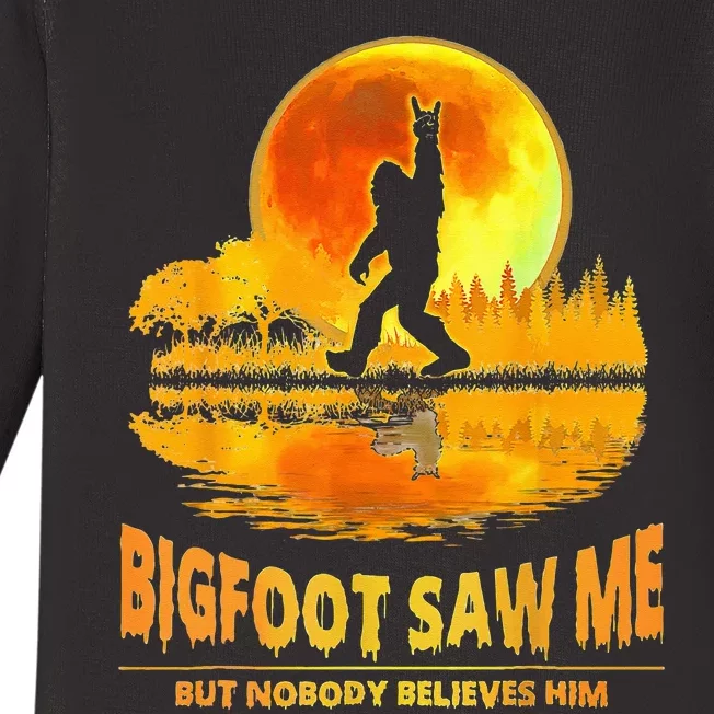 Bigfoot Saw Me But Nobody Believes Him Bigfoot Night Stroll Baby Long Sleeve Bodysuit