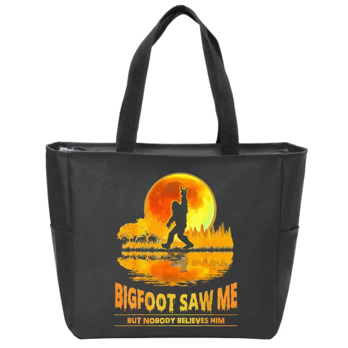 Bigfoot Saw Me But Nobody Believes Him Bigfoot Night Stroll Zip Tote Bag