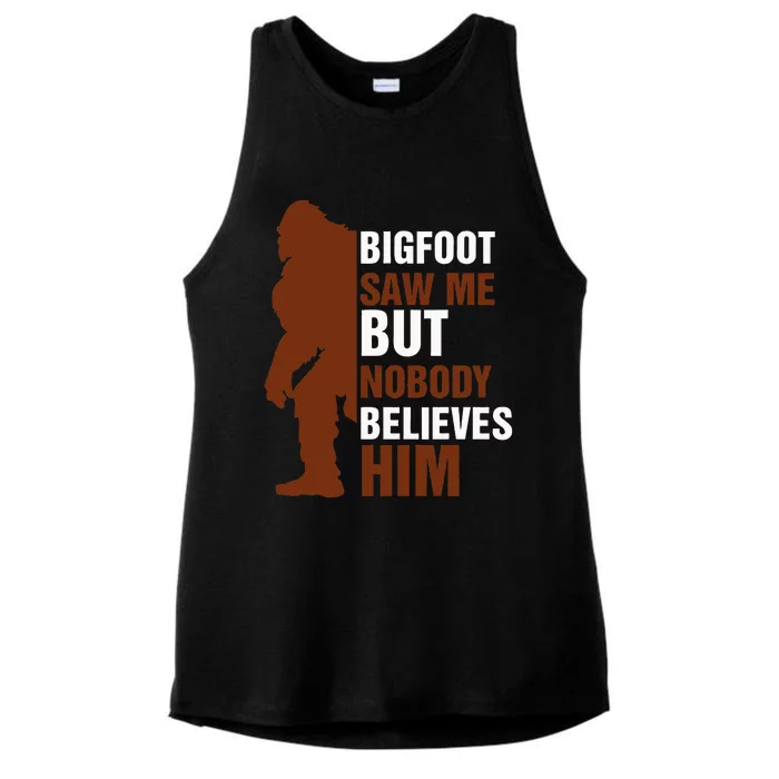 Bigfoot Saw Me But Nobody Believes Him Ladies Tri-Blend Wicking Tank