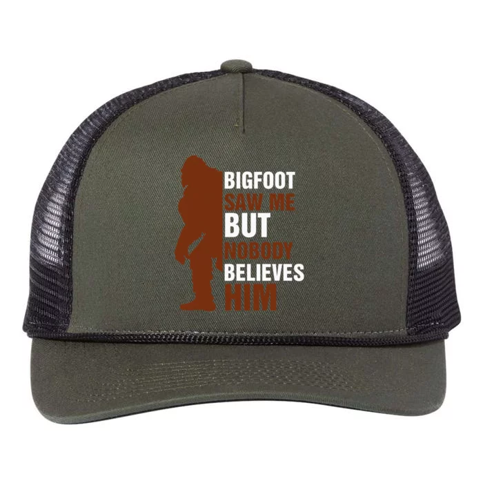 Bigfoot Saw Me But Nobody Believes Him Retro Rope Trucker Hat Cap