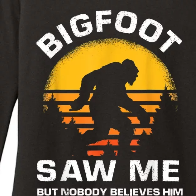 Bigfoot Saw Me But Nobody Believes Him Funny Retro Bigfoot Womens CVC Long Sleeve Shirt