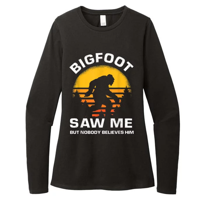 Bigfoot Saw Me But Nobody Believes Him Funny Retro Bigfoot Womens CVC Long Sleeve Shirt