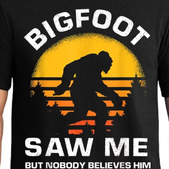 Bigfoot Saw Me But Nobody Believes Him Funny Retro Bigfoot Pajama Set