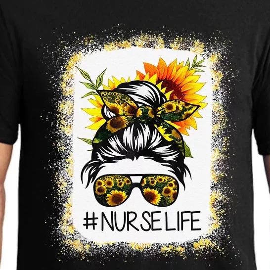 Bleached Sunflower Nurse Life Messy Hair Bun NurseLife Pajama Set