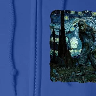 Bigfoot Starry Night Van Gogh Painting Sasquatch Art Gift Full Zip Hoodie