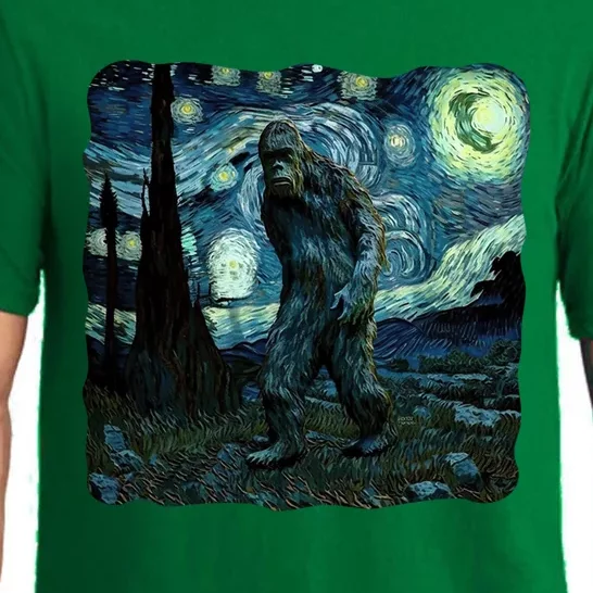 Bigfoot Starry Night Van Gogh Painting Sasquatch Art Gift Pajama Set