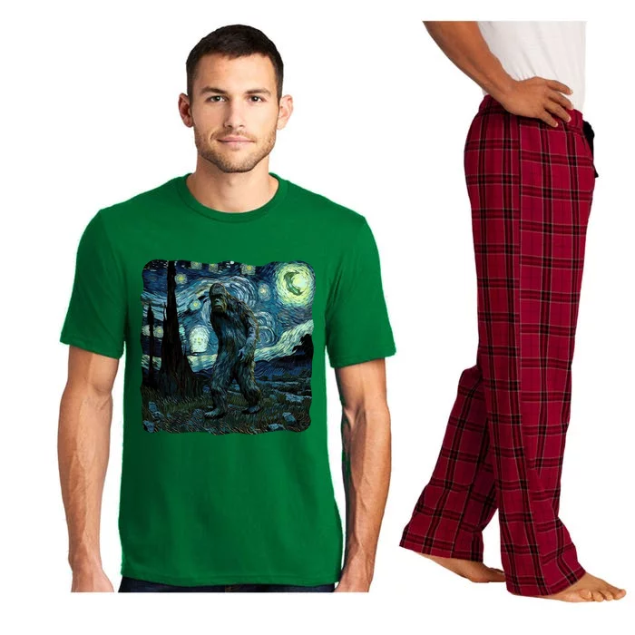 Bigfoot Starry Night Van Gogh Painting Sasquatch Art Gift Pajama Set