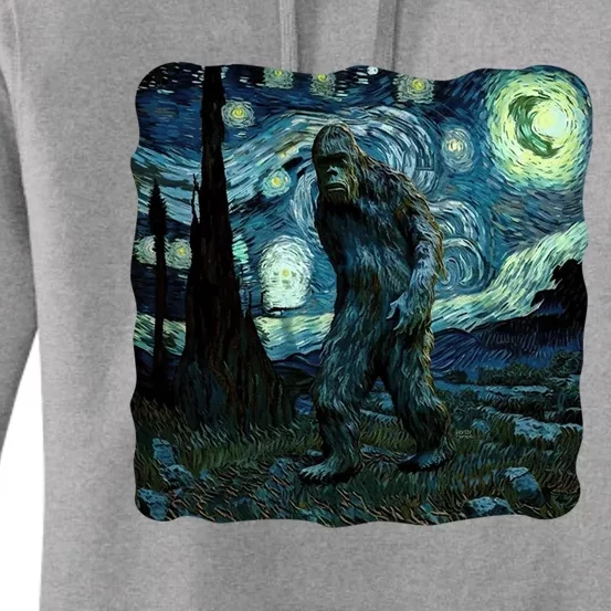 Bigfoot Starry Night Van Gogh Painting Sasquatch Art Gift Women's Pullover Hoodie