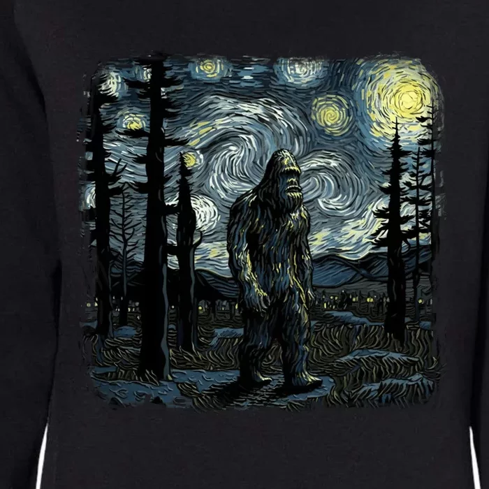 Bigfoot Starry Night Sasquatch Van Gogh Sky Painting Art Womens California Wash Sweatshirt