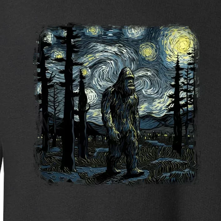 Bigfoot Starry Night Sasquatch Van Gogh Sky Painting Art Toddler Sweatshirt