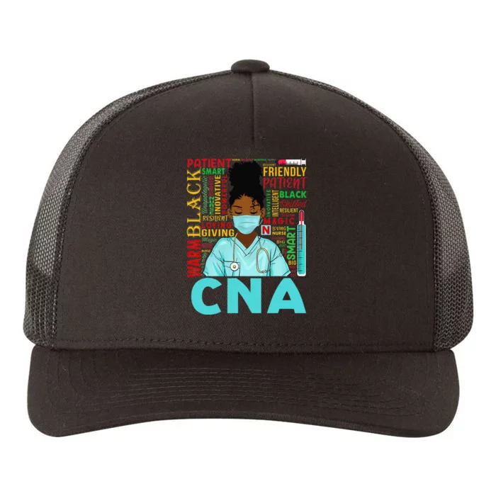 Black Strong Nurse CNA Afro Melanin African American Yupoong Adult 5-Panel Trucker Hat