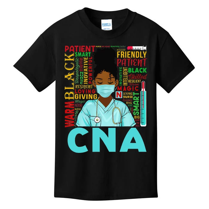 Black Strong Nurse CNA Afro Melanin African American Kids T-Shirt