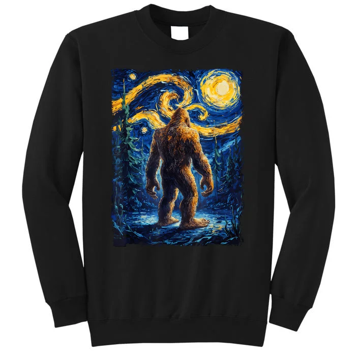 Bigfoot Starry Night Sasquatch Van Gogh Painting Sweatshirt