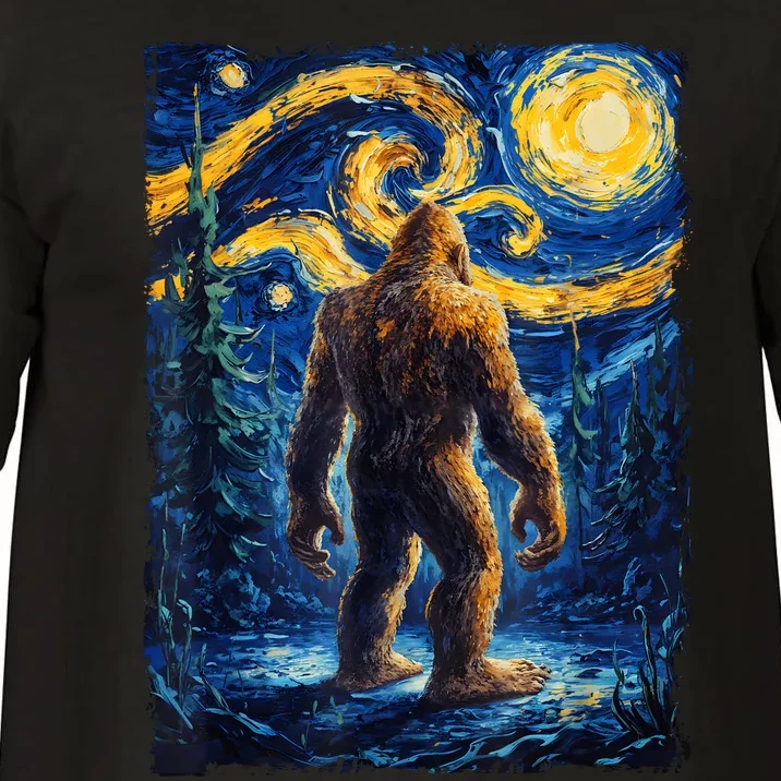 Bigfoot Starry Night Sasquatch Van Gogh Painting Comfort Colors T-Shirt