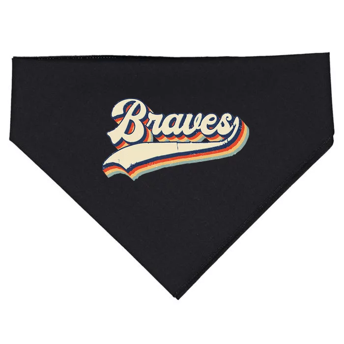 Braves Sports Name Vintage Retro Gift USA-Made Doggie Bandana