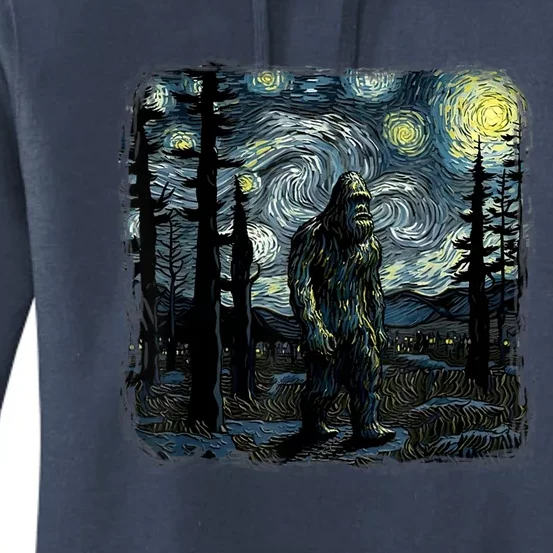 Bigfoot Starry Night Sasquatch Van Gogh Sky Painting Art Women's Pullover Hoodie