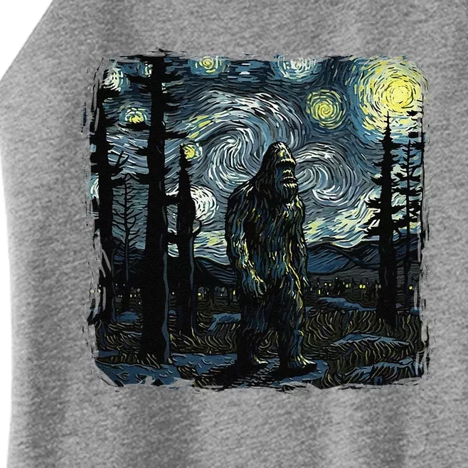 Bigfoot Starry Night Sasquatch Van Gogh Sky Painting Art Women’s Perfect Tri Rocker Tank