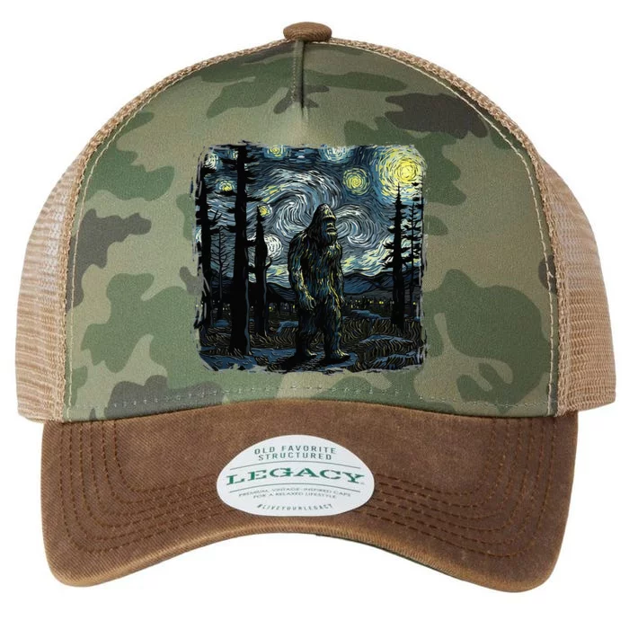 Bigfoot Starry Night Sasquatch Van Gogh Sky Painting Legacy Tie Dye Trucker Hat