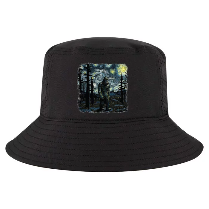 Bigfoot Starry Night Sasquatch Van Gogh Sky Painting Cool Comfort Performance Bucket Hat