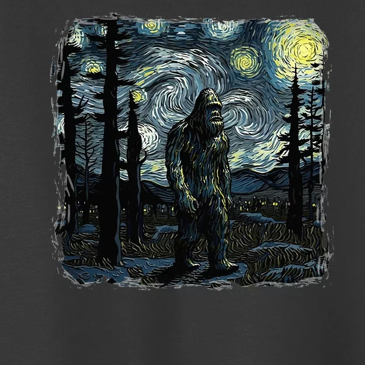 Bigfoot Starry Night Sasquatch Van Gogh Sky Painting Toddler T-Shirt