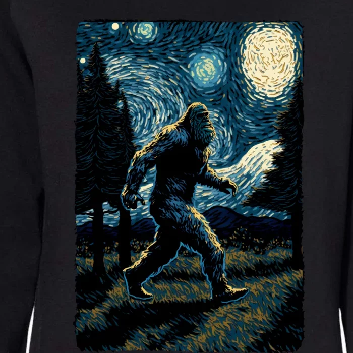 Bigfoot Starry Night Sasquatch Van Gogh Sky Painting Art Womens California Wash Sweatshirt