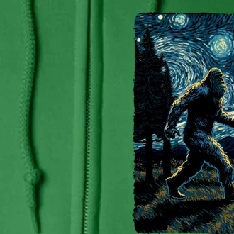 Bigfoot Starry Night Sasquatch Van Gogh Sky Painting Art Full Zip Hoodie