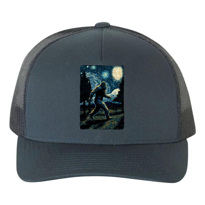 Bigfoot Starry Night Sasquatch Van Gogh Sky Painting Art Yupoong Adult 5-Panel Trucker Hat