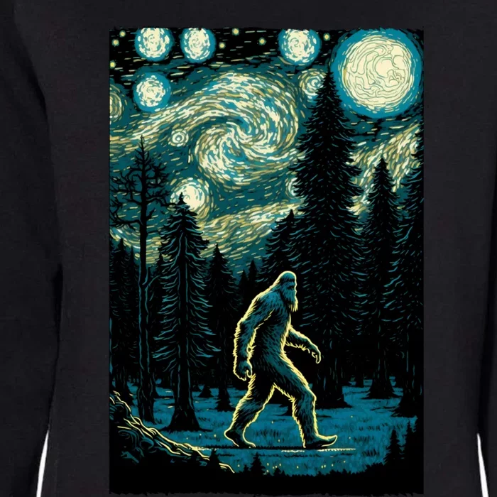 Bigfoot Starry Night Sasquatch Van Gogh Sky Painting Art Womens California Wash Sweatshirt