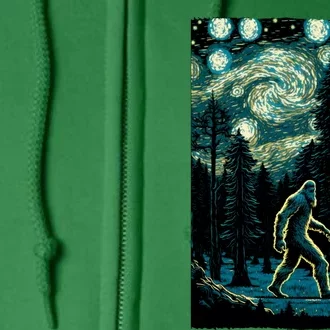 Bigfoot Starry Night Sasquatch Van Gogh Sky Painting Art Full Zip Hoodie