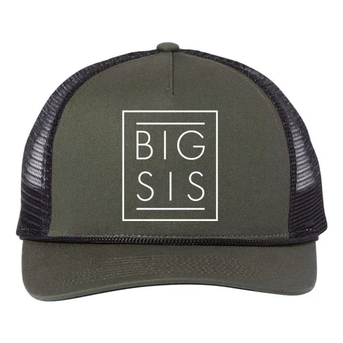 Big Sis New Baby Sibling Retro Rope Trucker Hat Cap