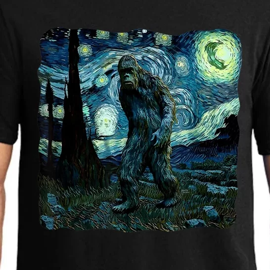 Bigfoot Starry Night Van Gogh Painting Sasquatch Art Pajama Set