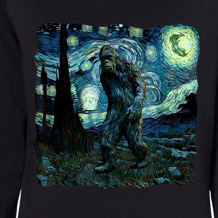 Bigfoot Starry Night Van Gogh Painting Sasquatch Art Womens California Wash Sweatshirt