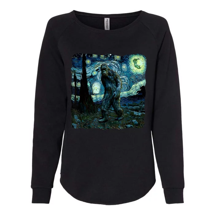 Bigfoot Starry Night Van Gogh Painting Sasquatch Art Womens California Wash Sweatshirt