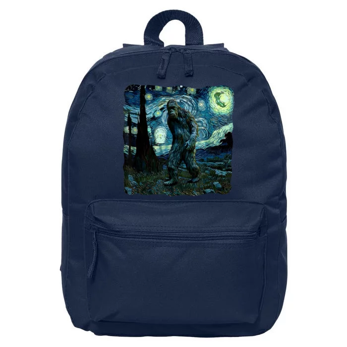 Bigfoot Starry Night Van Gogh Painting Sasquatch Art 16 in Basic Backpack