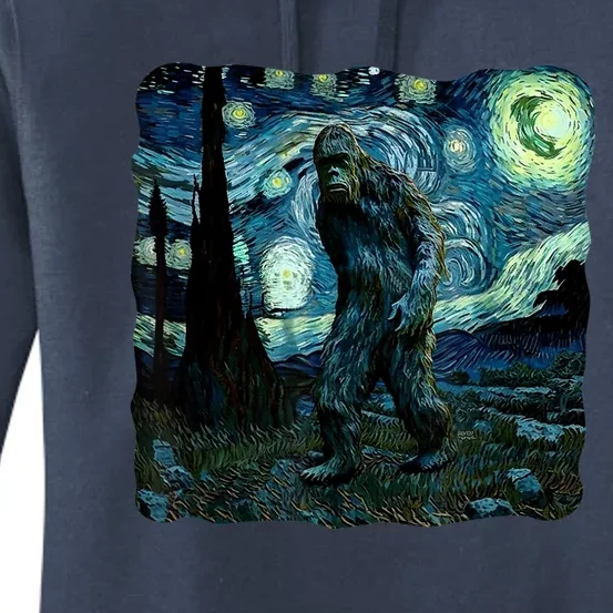 Bigfoot Starry Night Van Gogh Painting Sasquatch Art Women's Pullover Hoodie