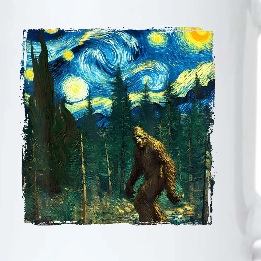 Bigfoot Starry Night Van Gogh Sasquatch Art Funny Black Color Changing Mug