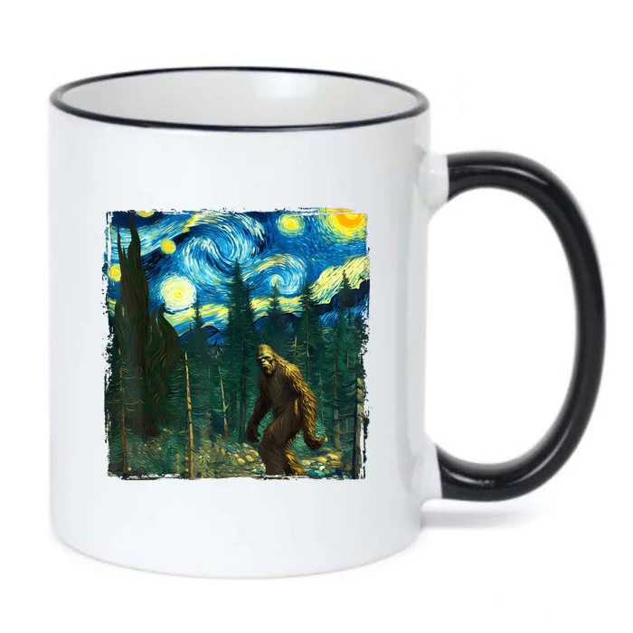 Bigfoot Starry Night Van Gogh Sasquatch Art Funny Black Color Changing Mug