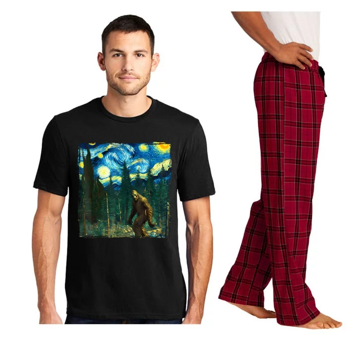 Bigfoot Starry Night Van Gogh Sasquatch Art Funny Pajama Set