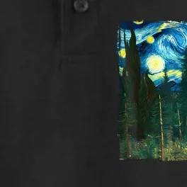 Bigfoot Starry Night Van Gogh Sasquatch Art Funny Dry Zone Grid Performance Polo